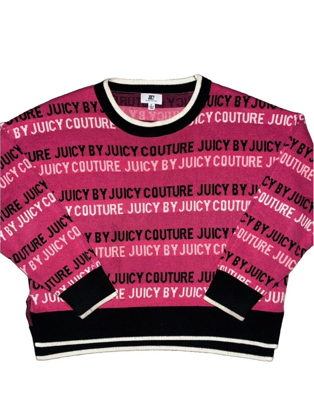 Juicy Couture Women’s Pink Logo Knit Acrylic Crewneck Pullover Sweater XL - Picture 2 of 9